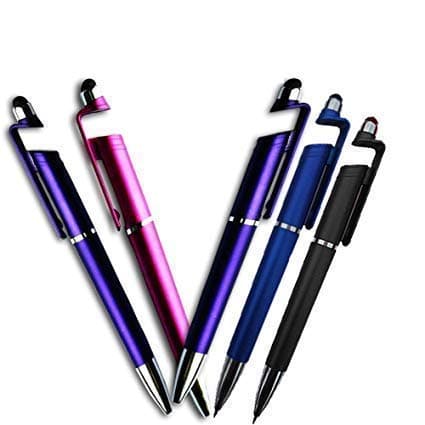 3 in 1 Ballpoint Pen with Mobile Stand Holder, Writing Pen, Stylus Pen for Touchscreen Mobile Phones and Tablets (Set of 5)