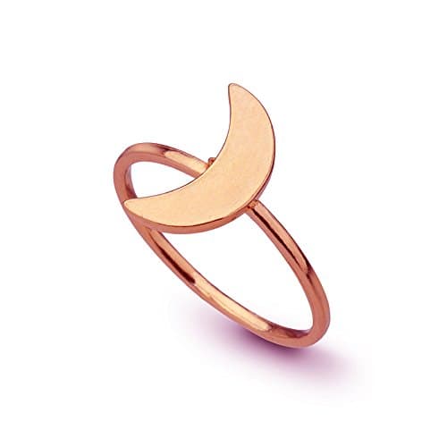 14k Rose Gold Crescent Moon Ring, Solid Gold Stacking Stackable Half Moon Jewelry