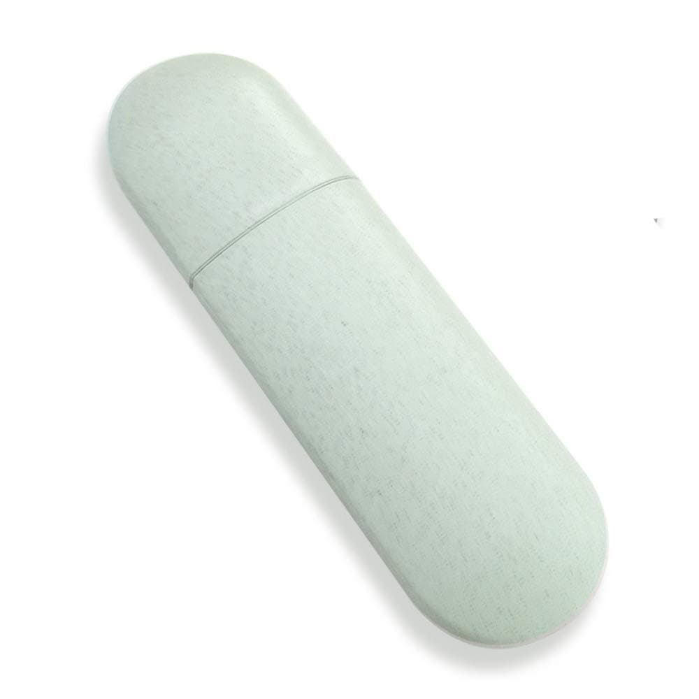 Pejoye Travel Toothbrush Case Eco Friendly Wheat Straw Material Toothpaste Holder No Plastic Toothbrush Cover Protect Case Water Cup for Outdoor Camping Mountaineering and Home Life (Green)