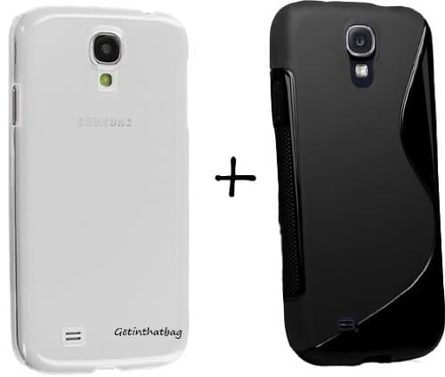 Two Pack Protective Series Black TPU Gel Case + White Crystal Clear Case for Samsung Galaxy S4 IV i9500