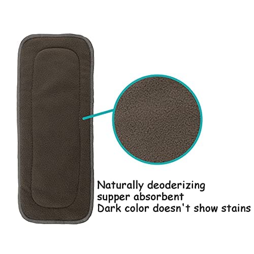Alva Baby 5-Layer Charcoal Bamboo Inserts Reusable Liners for Cloth Diapers 12pcs 12ZTN