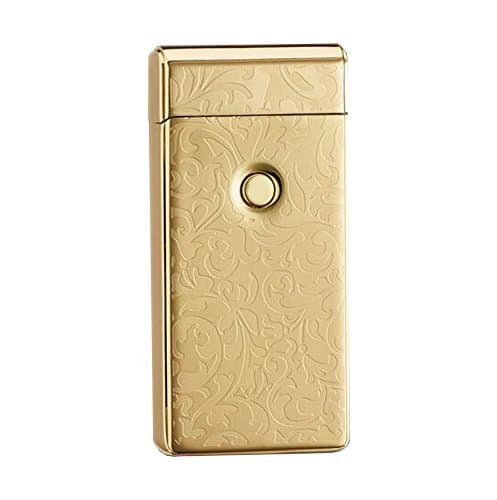 OBON USB Lighter in Innovative Design, Dual Arc, USB Rechargeable, Windproof, USB Cable Included, Elegant Gift Box[Gold Leaves]