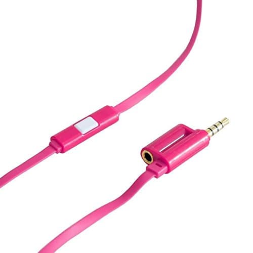 ONANOFF BuddyCable with Inline Microphone, Built-in Audio Splitter, Can Share one Device with up to 4 Buddies, Pink