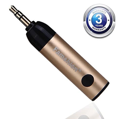 Bluetooth Receiver AUX Audio and Bass Boost Adapter for Car AUX / Home Stereo /Headphone/ Speaker/ PC/ Earbuds with Bluetooth 4.1 Gold