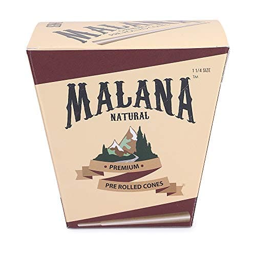 Malana Pre Rolled Cones - 1 1/4 size 112 cones (Natural Brown)