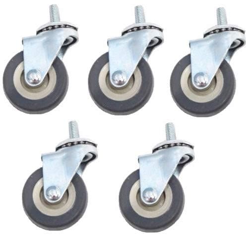 Swivel Stem Caster 2"x7/8" Rubber Wheel 5/16" Threaded Gray325# Cap Pack of 5