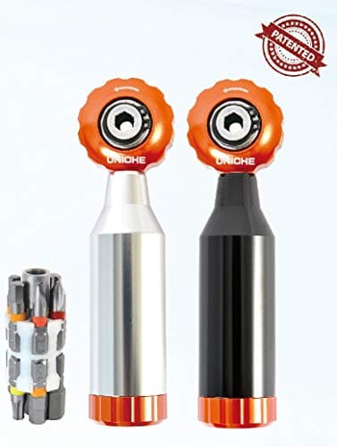 UNICHE Stepless Bicycle Ratchet Mini Tool with Reversible Function. Multitool Repair Kit Road & Mountain Bikes. Handy Wrench Tool for Bicycles + Home. Include 7 Hex bits, Extension bar, Flat4 and PH1