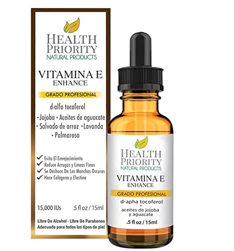 Aceite de Vitamina E Orgánico : 100% Natural : Para rostro y piel y mejor que en capsulas -15,000/30,000IU- Infundido con aceite de jojoba y aguacate (0.5 Fl Oz (1 cuenta))