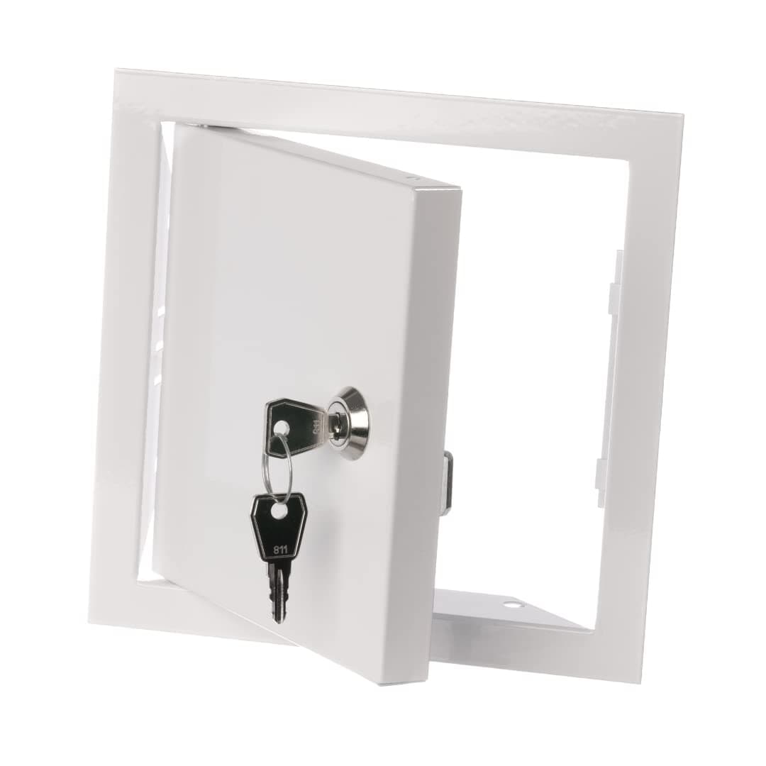 150x150mm Metal Access Panel with Key Lock - Wall/Ceiling Hatch - 6x6 inch Inspection Door - Galvanised Steel White