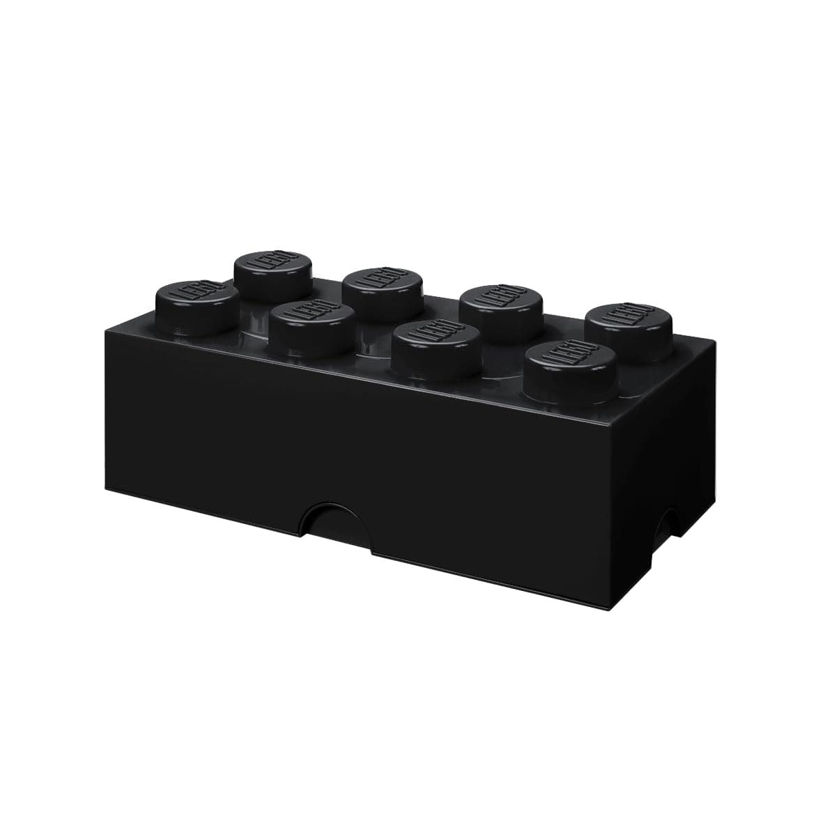 LEGO Storage Brick 8 - studs BLACK - Stackable Plastic Storage Box with Lid for Kids and Adults, Ideal Desk Organizer and Toy Box - 12.1L Capacity