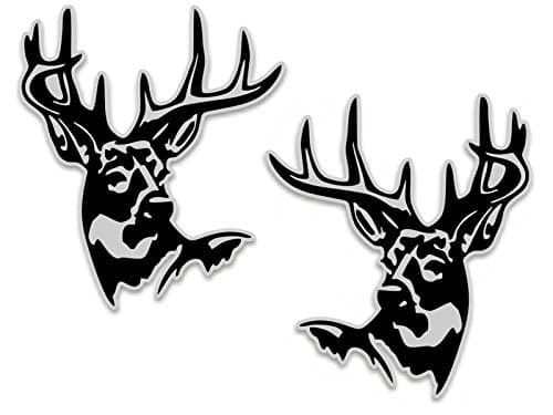 Deer Buck Head Vinyl Decal 6"x 7" Right Left Facing Set Whitetail Sticker for Truck car Window