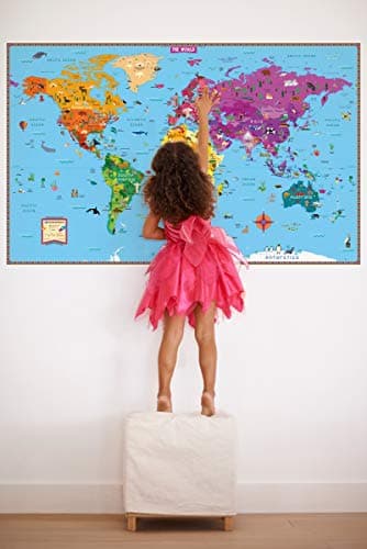Kids' Illustrated World Wall Map Folded