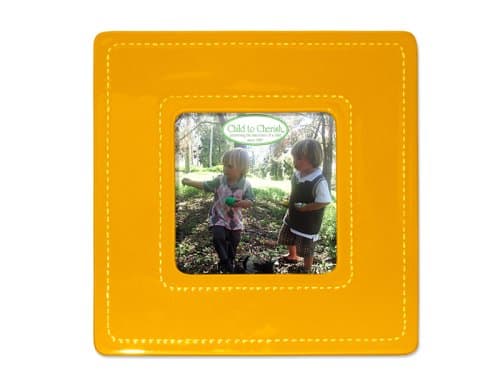 Child to Cherish Large Stitched Ceramic Frame, Orange