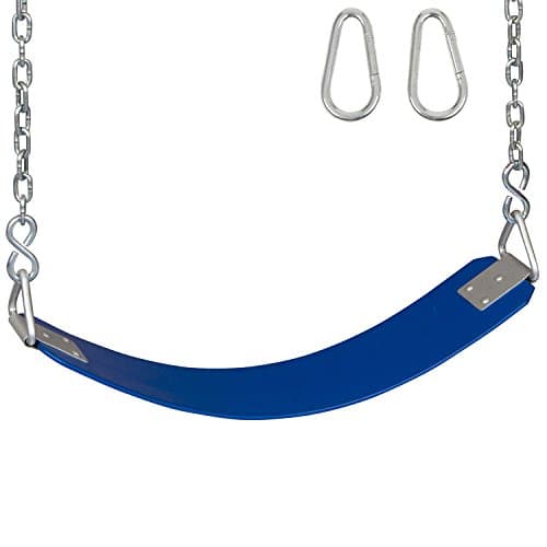 Swing Set Stuff Commercial Rubber Belt Seat with Chains & Hooks SSS Logo Sticker Playground Swing, Blue