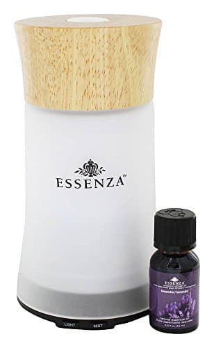 Essenza ultrasonic Fragrance Diffuser | Changing Colored LED Light | 29.57 mL Lavender | Blonde Wood Cap