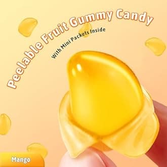 Christmas Peelable Gummy Mango Candy – Individually Wrapped Tropical Peeling Gummies Variety Pack, Low Sugar & Low Calorie, Perfect Stocking Stuffers & Christmas Gifts, Resealable Snacks (3 Pack, 9.53oz Mango)