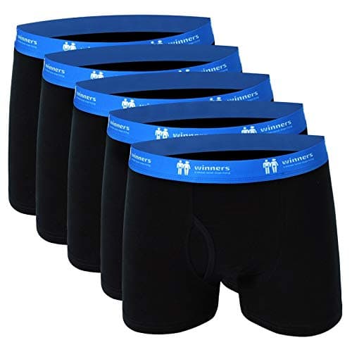 WINNERS Men's Underwear Soft Cotton Boxer Brief (5-Pack) (medium, black)