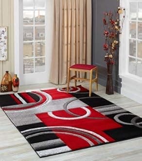 GLORY RUGSArea Rug 2x3 Door Mat Red Geometric Soft Floor Carpet with Premium Fluffy Texture for Indoor Living Dining Room and Bedroom Area