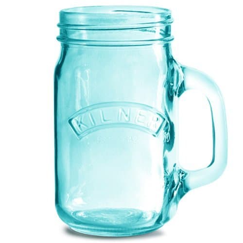 Kilner Blue Drinking Jar with Handle, 13.5-Fl Oz