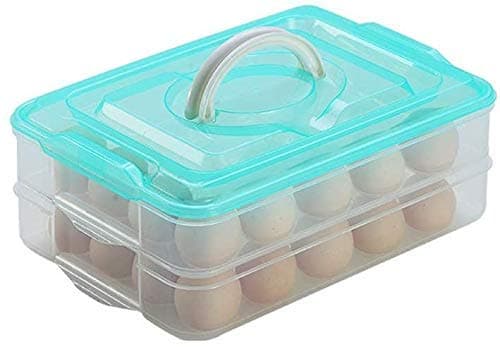 BLAPOXE 24 Grid Egg Storage Tray Box Portable Airtight Double layer Egg Container with Carry Holder for Home & Outing(Multicolour)