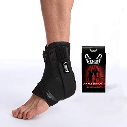 Venom Ankle Brace Neoprene Lace Up Compression Sleeve - Elastic Support & Adjustable Stabilizers, Sprained Foot, Tendonitis, Basketball, Volleyball, Soccer, MMA, Running, Sports, Men, Women (XL)