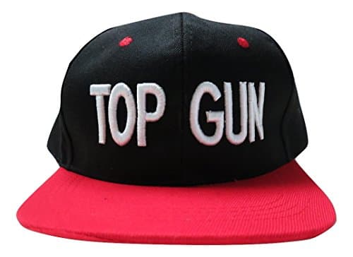 Top Gun Adjustable Snapback Flat Bill Hat Baseball Cap Black and Red