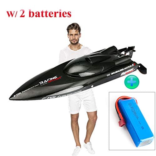 SOWOFA ft011 Remote Control Boat 2019 Upgrade 34.2 mph (55km/h) w/ 2 Batteries (2800mAh & 2200mAh Batteries ) Brushless Motor RC Speedboat for Adults Boys Hobby Lake 25.5' Inches Feilun FT011 RC Boat