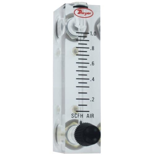 Dwyer Visi-Float Series VFA Flowmeter, 2" Scale, Range 0.6-5 GPH Water, with Brass Valve