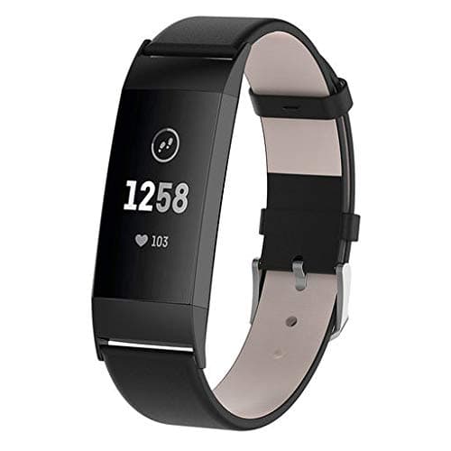 Lyperkin Compatible with Fitbit Charge 3 Bands, Delicate Genuine Leather Watch Strap Bands Quick Release Replacement Wristband Accessories Compatible with Charge 3 Smart Watch for Women Men