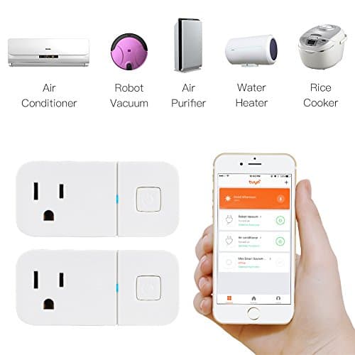 Cevitor Smart Home WIFI Power Socket Plug Outlet, Alexa and Smart Phone Wireless Controls, Not Hub Required (2-Pack)