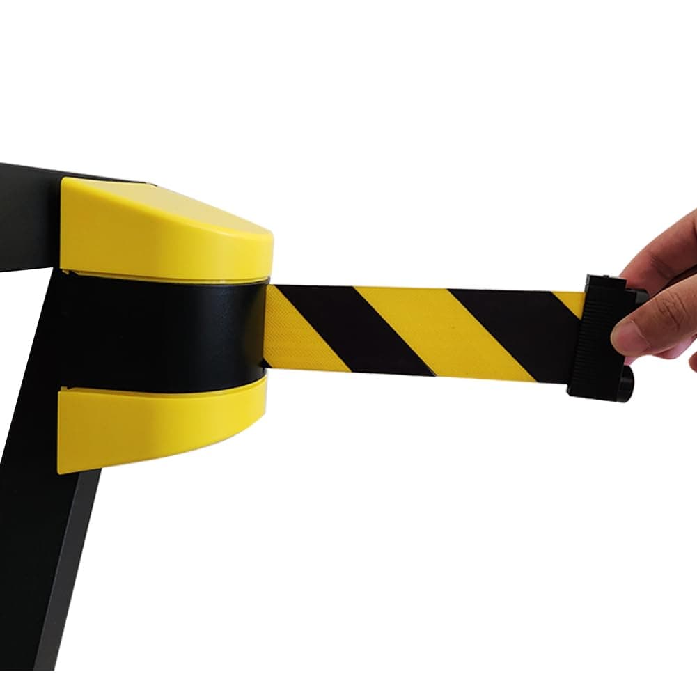 – Magnetic Belt Barrier Retractable - 3/5/10m Wall Mount Queue Crowd Control Wall Barrier, Fixed Safety Cordon Barrier, Queuing Safety Tape Cordon, Airports, Banks, School(3m)
