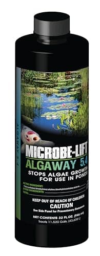 Microbe Lift ALGA32 Algaway 5.4 Algae Control Treatment for Ponds and Water Gardens, Safe for Koi Fish, Goldfish, Plants, and Decorations, 32 Ounces