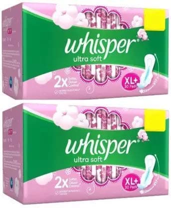 Whisper Ultra Soft 30+30 Pad Sanitary Pad (Pack of 2)