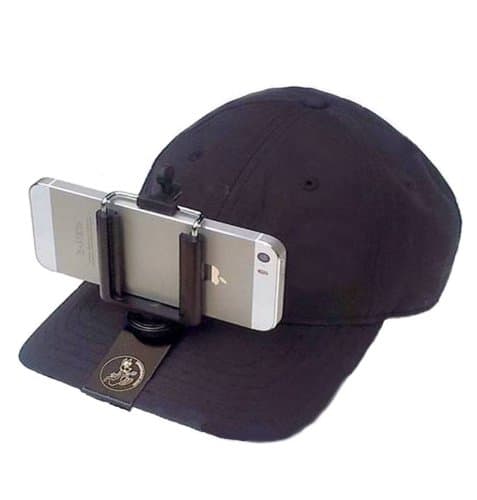 Universal Hands-Free Smartphone Hat Mount. Slides onto a Ballcap, No Straps on Your Head. The Simple, Elegant Solution to Hands-Free Mobile Video!