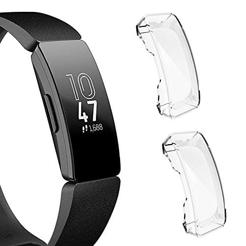 Coobes Compatible with Fitbit Inspire/Fitbit Inspire HR Screen Protector Case[2 Pack], Soft TPU Protective Cover Shock-Proof Bumper Ultra-Thin Lightweight Shell Accessories (Clear&Clear)