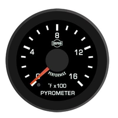 ISSPRO EV² Pyrometer Without Color Band 0-2000 - R17032 Full Kit, Black Face, Red Pointer, Green Backlight, Black Bezel, Black Hub, Gauge Only