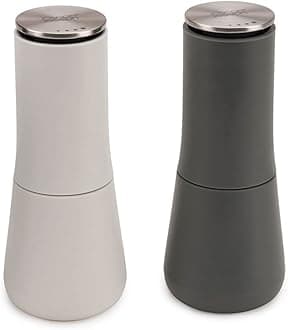 Joseph Joseph (Joseph Joseph) Salt Mill Pepper Mill Set Mill Top Manual Salt Pepper Dispenser (2.75 x 2.75 x 6.65 inches) White/Gray [Authentic Product] 95036