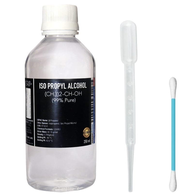 CERO ® 99.9% Pure Iso Propyl Alcohol Solution (250ml) with Complimentary Dropper and Cotton Bud - CAS: 67-63-0