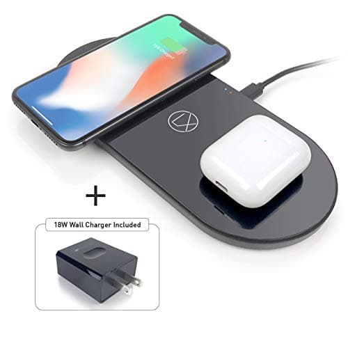 Wireless Charging Station 3 in 1 for iPhone 8/x/SE/11/12 Airpods Galaxy Note S8/9/10/ and All Other Qi Enabled Wireless Charging Devices - Fast Dual Wireless Charger qi Pad (18W AC Adapter Included)