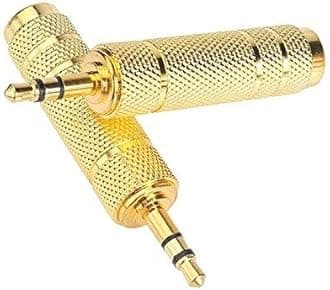 SeCro 3.5mm Stereo Male to 6.3 mm Stereo Female Adapter Converter; Golden -2 Pack