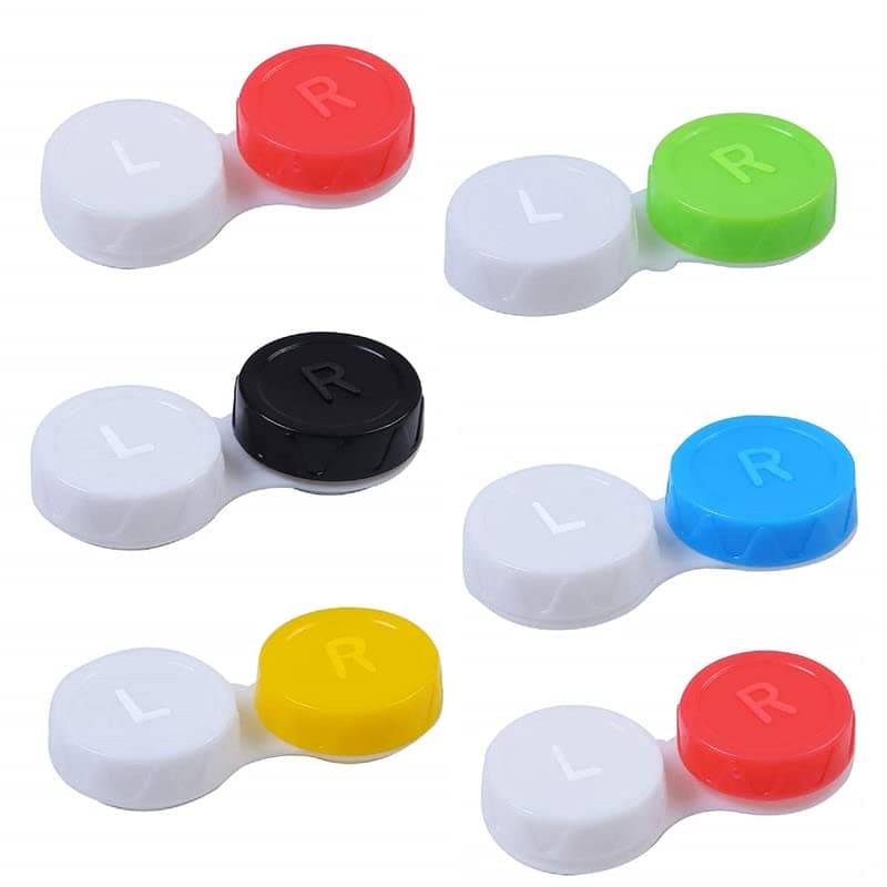 Optify Plastic Anti Bacteria Multicolour Contact Lens Containers, Case Kit Storage Box/Holder Travel Lens Case (Pack Of 6)