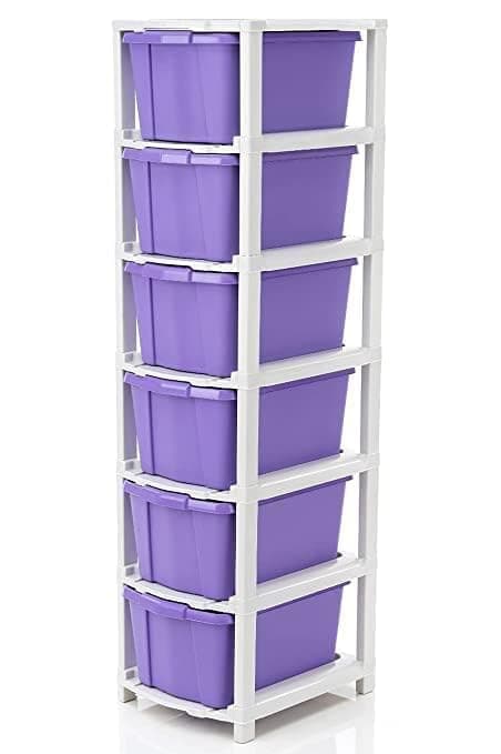 RYLAN 6 XL Plastic Modular Drawer System for Home, Office, Hospital, Parlor, School, Doctors, Home and Kids, Product Dimension When assembeled (31cmx39cmx116cm)