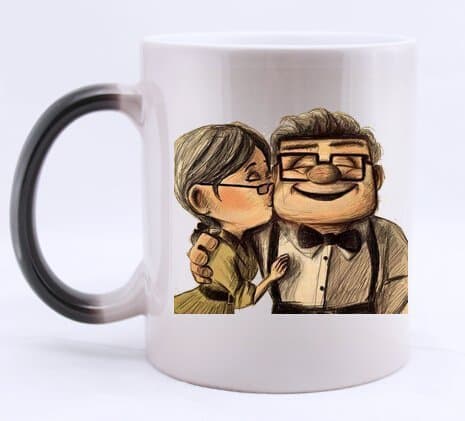 Custom Morphing Mug Coffee Mug with Unique Design Pixar Carl and Ellie up Background by Northsad