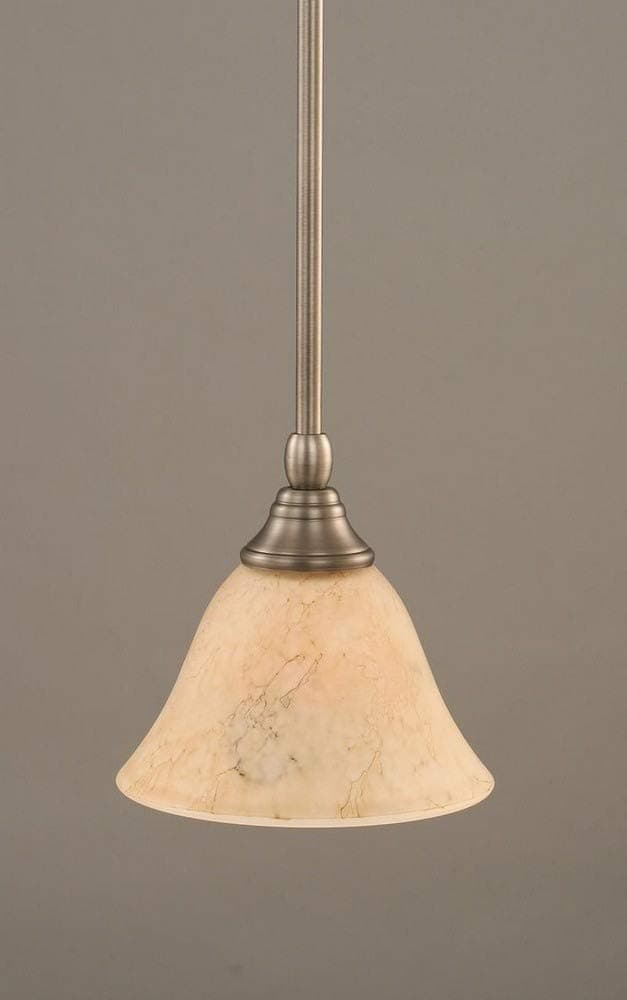 Toltec Lighting 23-BN-508 One Light Stem Mini-Pendant, Brushed Nickel Finish with Italian Marble Glass