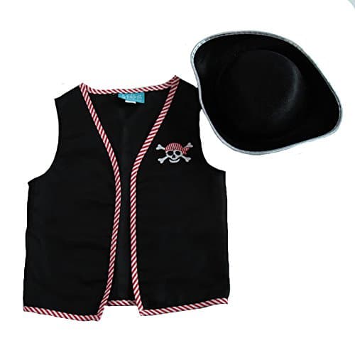 Kids Basic Pirate Accessory Dress Up Kit - Vest & Hat Size - 4-6