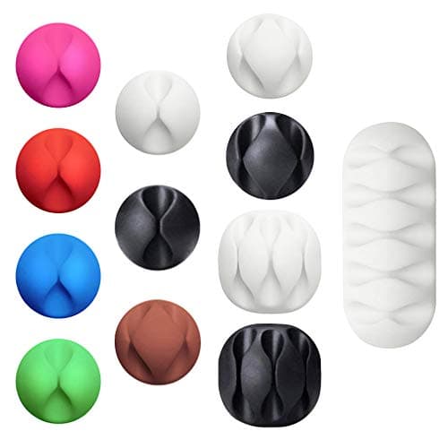 12 Pieces Cable Clips Viaky Adhesive Silicone Desktop Cable Organizer Desk Management System Clips Wire Holder for Computer, Electrical, Charging or Mouse Cord Holder,Multi-Color