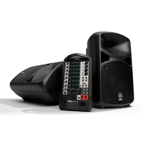 Yamaha STAGEPAS 600i Portable PA System Bundle with Microphone, Speaker Stands, Cables, and Austin Bazaar Polishing Cloth