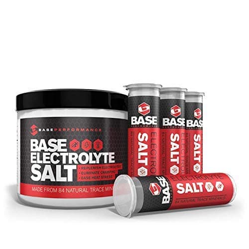 BASE Performance electrolyte salt, 226 Servings tub with 3 refillable race vials.