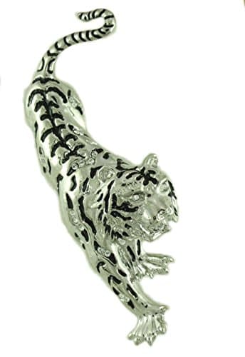 Silver-Tone Prowling Tiger Brooch Pin