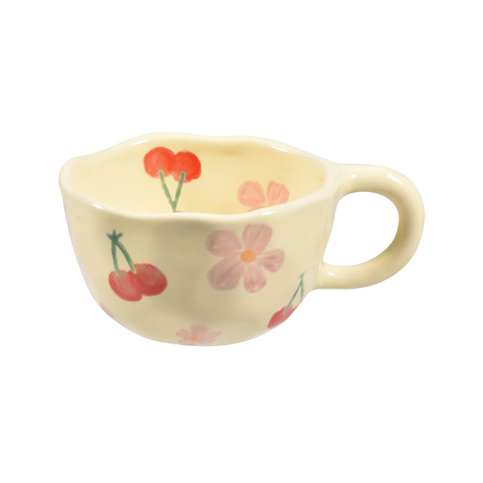 Ceramic Coffee Mug, Creative Flower Cup for Office and Home, Dishwasher and Microwave Safe, 8.5 oz/250 ml for Latte Tea Milk, Suitable for Mom on Mother's Day (Pink Cherry)